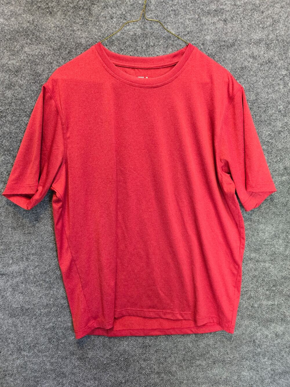 Men's Size XL Red Crew Neck Long Sleeve Active T-Shirt Solid Basic Tee